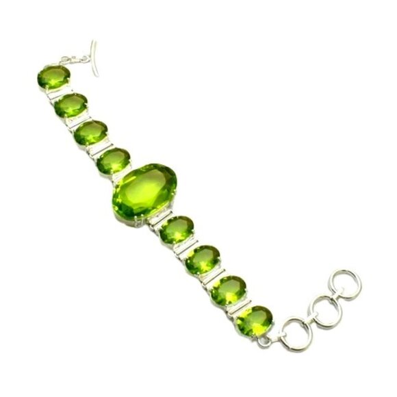 Peridot Gemstone Sterling Silver Bracelet Jewelry 35 Gms - Picture 1 of 1